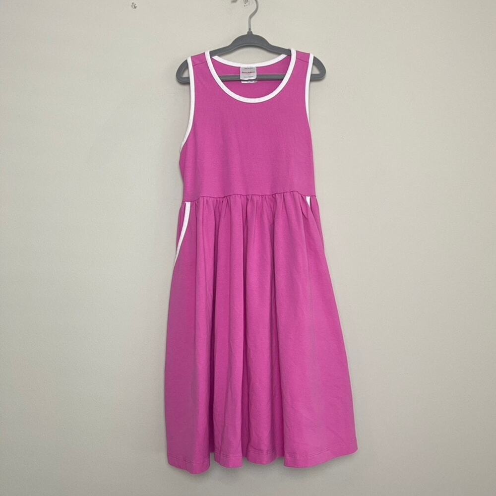 Hanna‎ Andersson Pink Sleeveless Tiered Sporty Girls Midi Dress Sz 8